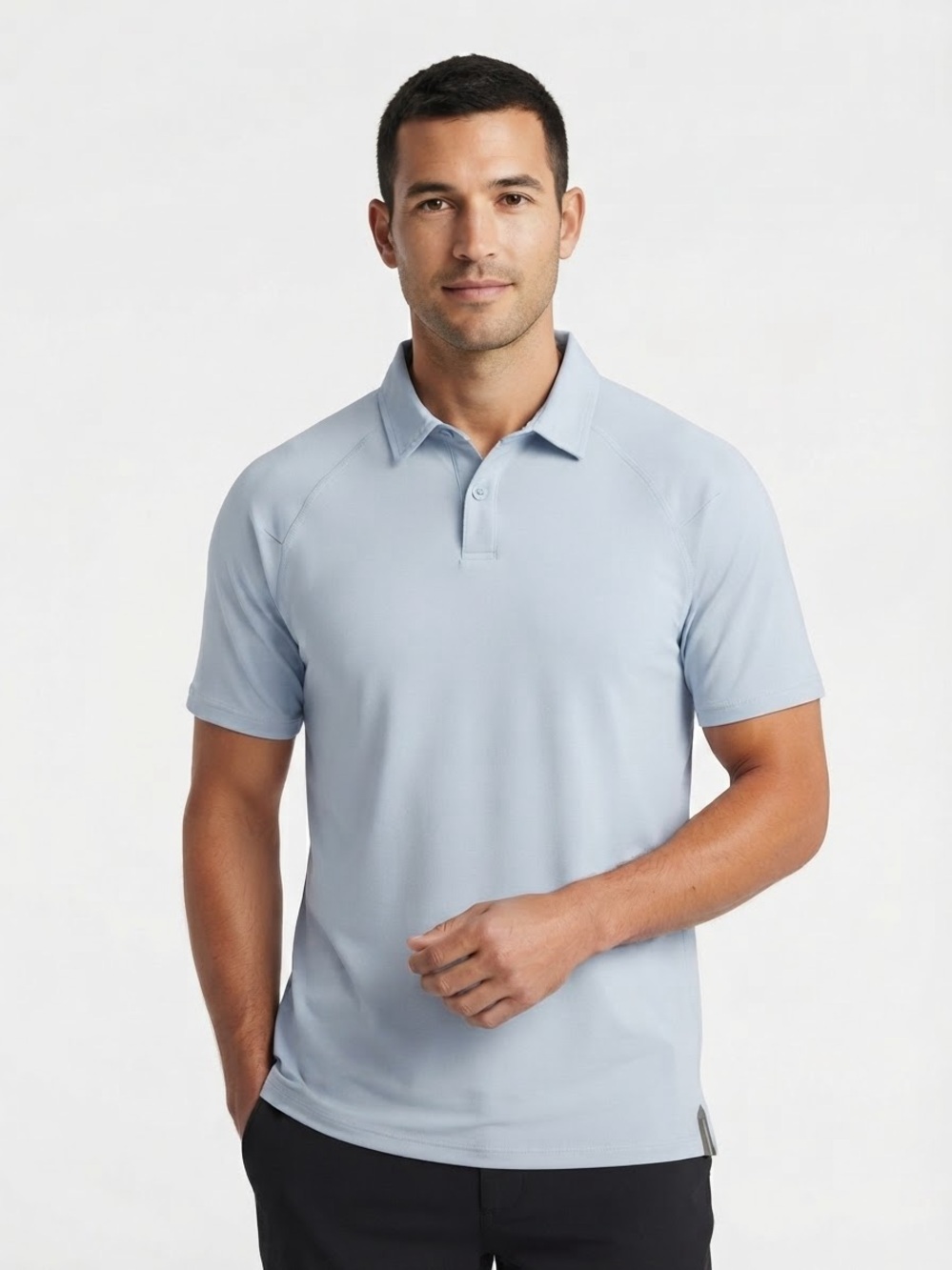 Rhone Delta Pique Performance Polo Shirt Mens Small Light Blue Golf Athletic